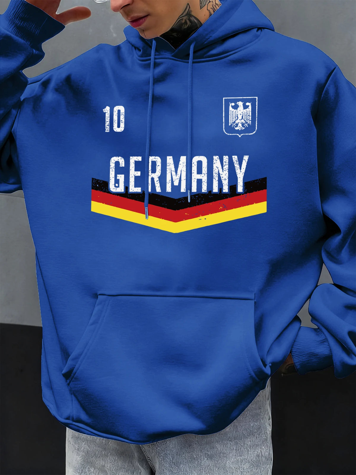 Deutschland Brief Drucke Herbst Männer Hoody Mehrfarbige Tasche Hoodies Casual Fleece Hoodie Komfortable Hip Hop Männliche Pullover