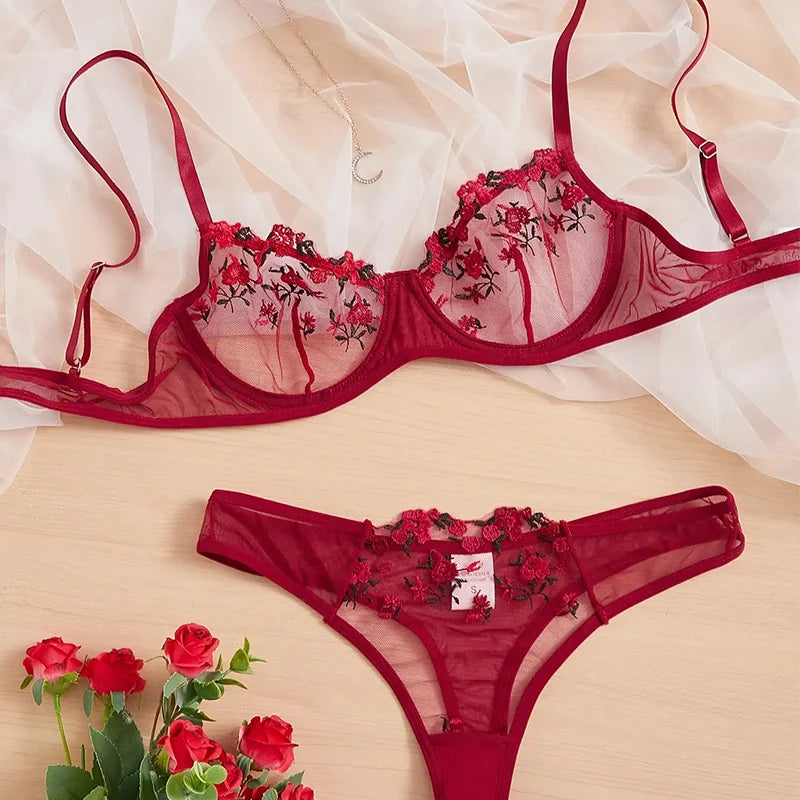 Porno sexy Frauen anzug Push-up dünne Bra lette Set verführer ische Unterwäsche exotische BH Embroid Print Büstenhalter stilvolle Dessous für Erwachsene