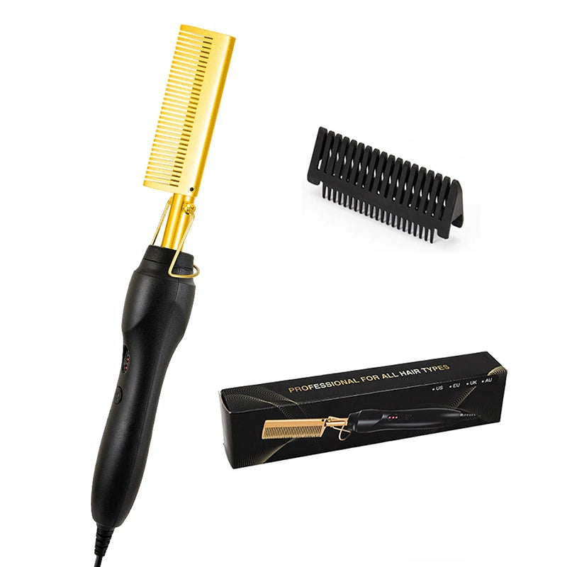 Heißer Verkauf 2-In-1 Glattes Haar Kamm Tragbare Schnelle Heizung Kupfer Gerade Haar Kamm Salon Professionelle Styling werkzeug