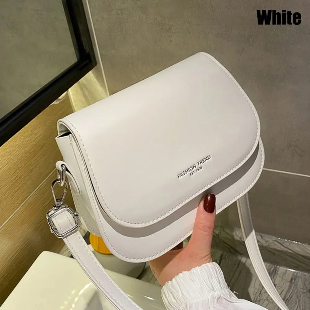Trendy Sattel Schulter Tasche Frauen PU Leder Umhängetasche Einfache Feste Farbe Klappe Umhängetasche Mode Handtaschen Beutel