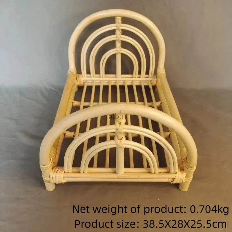 Natürliches Rattan-Katzenbettgestell, handgewebtes Katzen-Fotografie-Requisit, Weiden-Haustierbett für Hauskatzen, Mini-Fotoshooting-Bett für Kätzchen