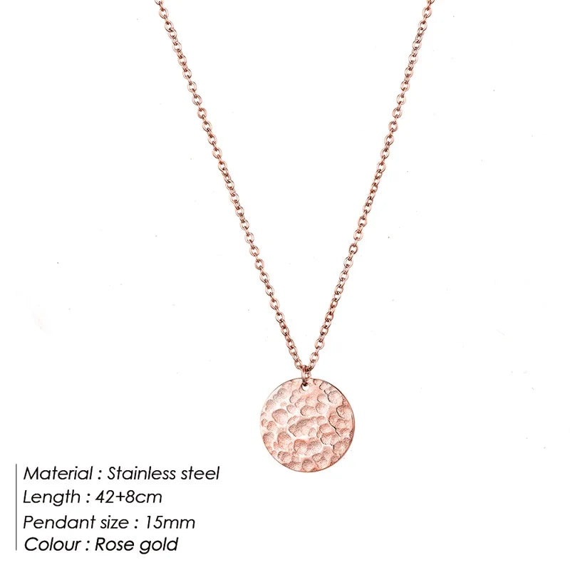 EManco Damen Einfache Runde Anhänger-Halskette Edelstahl Schlüsselbein-Kette Lange Kette Modeschmuck Statement Geschenk für Mädchen