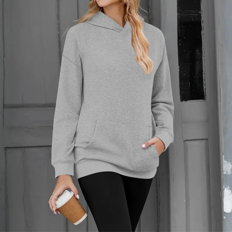 2026 NEU Damen Kapuzenpullover Locker Lässiger Sweatshirt mit Fallschulter-Ärmeln Frühling Herbst Outdoor Damen-Sweatshirt