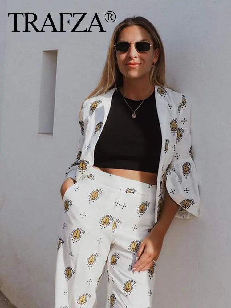 HH Frauen Mode Gestickte Hose Sets Langarm Strickjacke Mantel Top Gerade Breite Bein Hosen Weibliche Y2K High Street Outfit