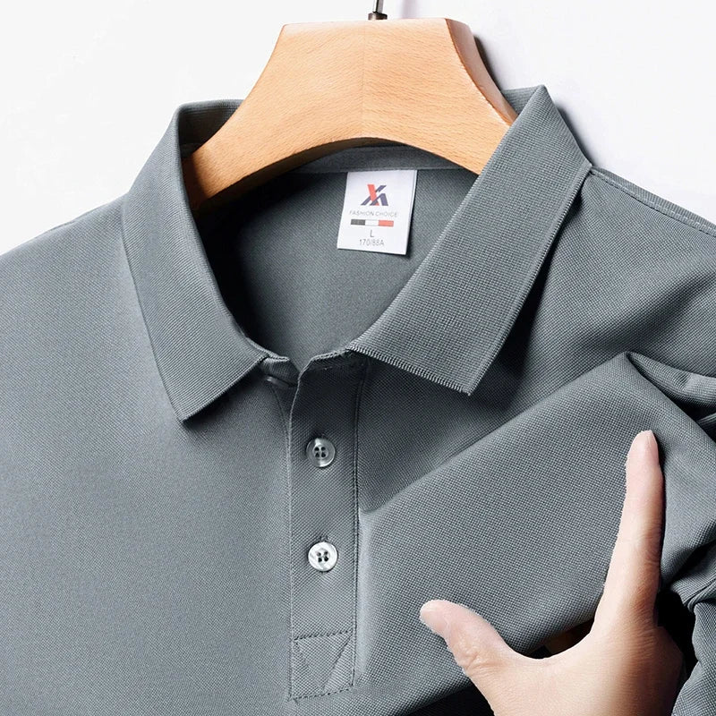 Modisches, solides Kurzarm-Poloshirt für Herren, Sommer, atmungsaktiv, bequem