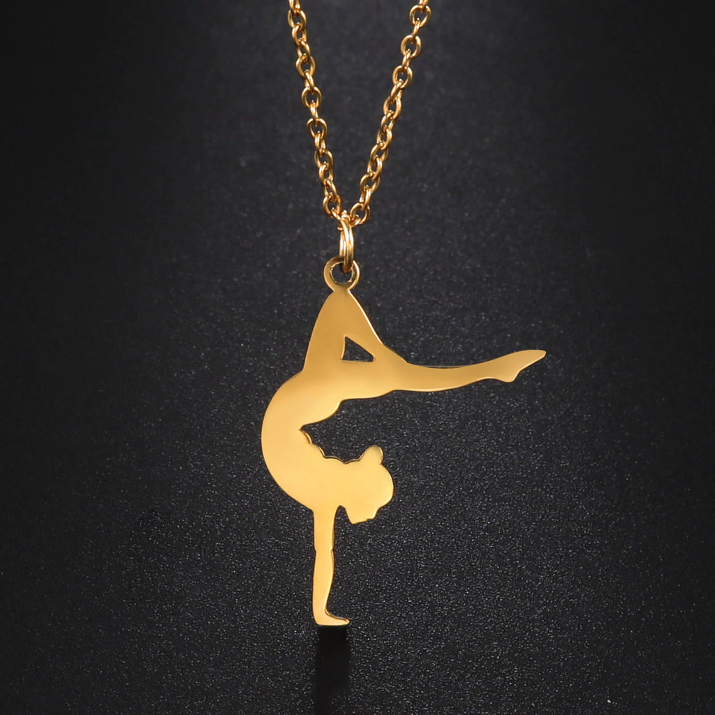 Amaxer Edelstahl Sport Sportler Künstlerische Gymnastik Halskette Für Frauen Anhänger Halsband Team Schmuck Geschenk