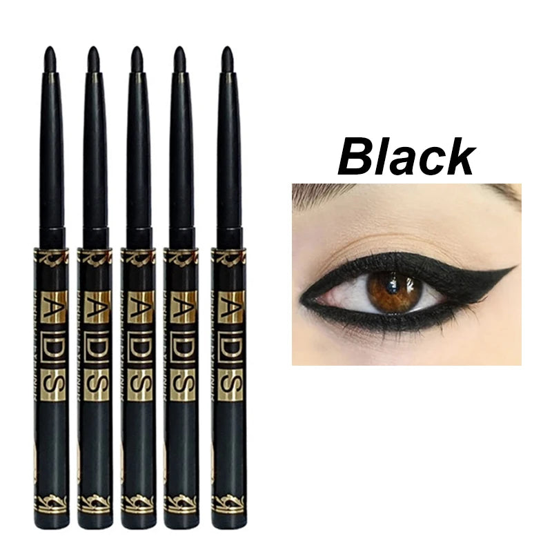 1/5/12 Stück schwarze, braune Eyeliner-Stifte, langlebig, wasserfest, wischfest, drehbar, für auffälliges Augen-Make-up