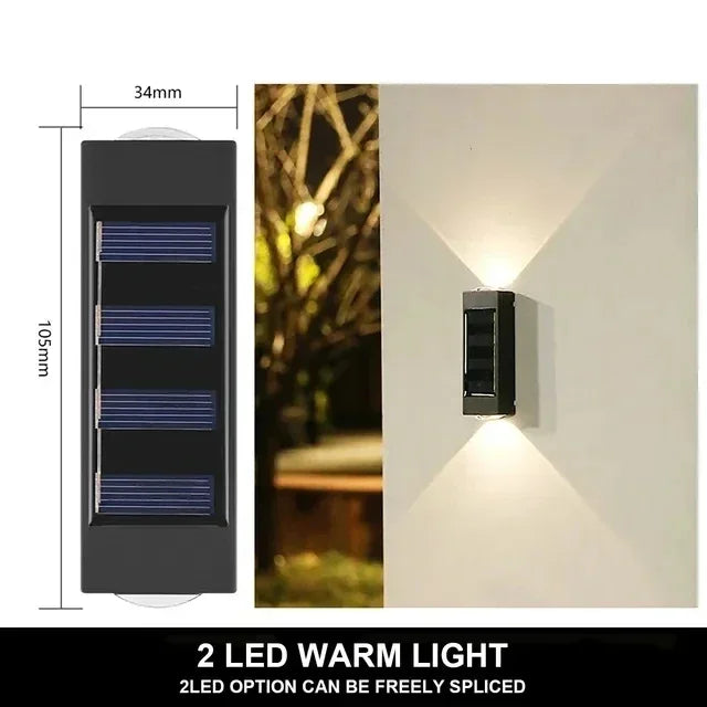 Solar-Außenwandleuchte, 12 LEDs, wasserdicht, Gartenleuchte, Hofbalustrade, dekorative Atmosphärenlampe, nach unten leuchtende Solarlampe