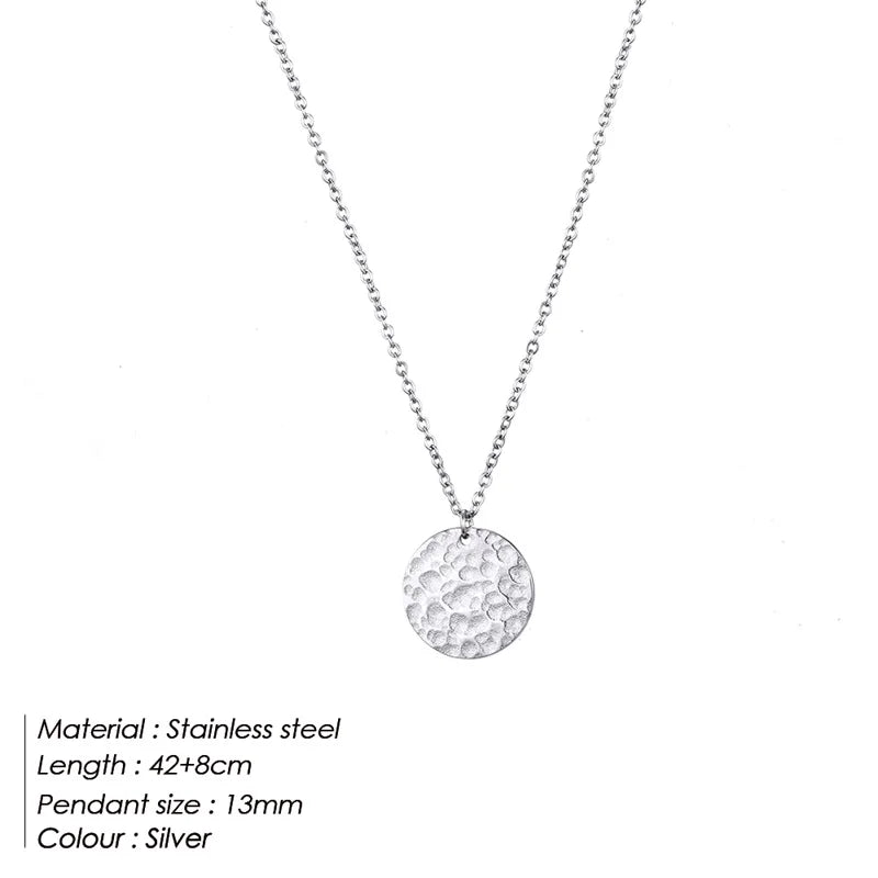 EManco Damen Einfache Runde Anhänger-Halskette Edelstahl Schlüsselbein-Kette Lange Kette Modeschmuck Statement Geschenk für Mädchen