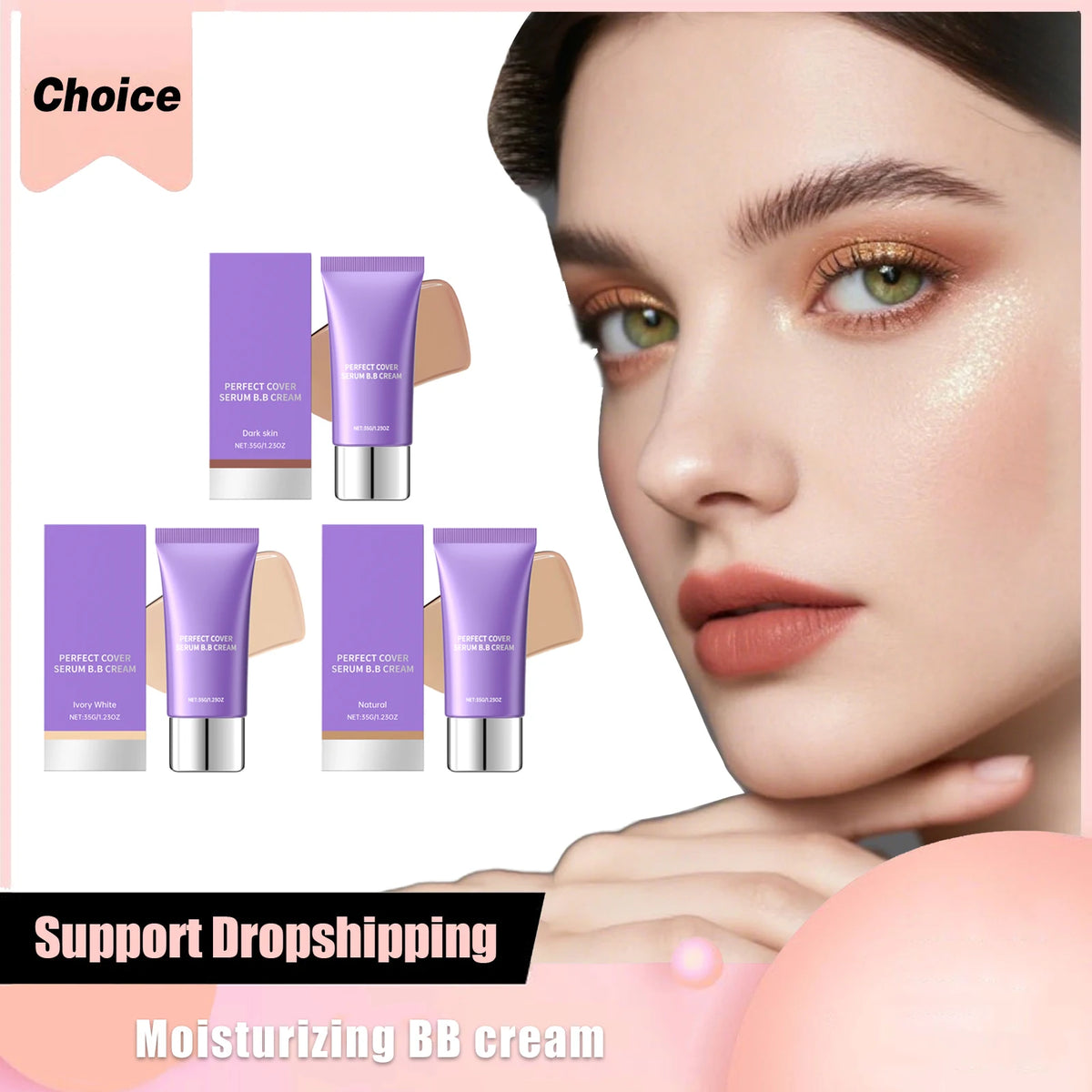 BB Cream Foundation Perfect Cover Concealer Wasserdichter Hyaluronsäure Farbkorrigierende CC-Creme Aufhellende Basis-Make-up-Grundierung