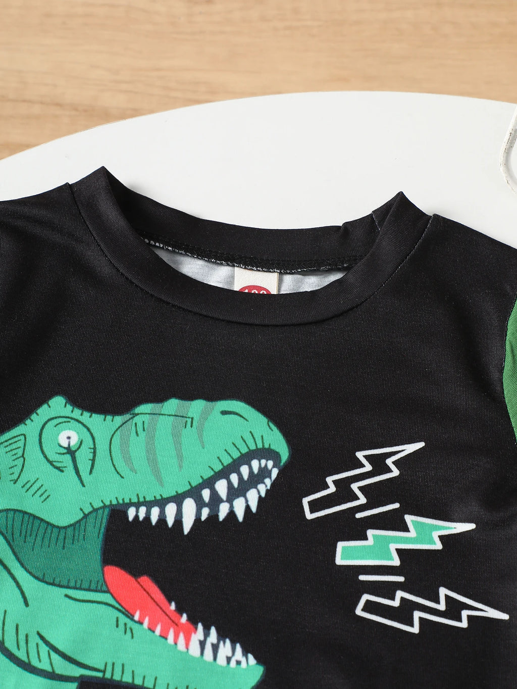 Sommer-Kleidungsset für Jungen, Dinosaurier-ROAR-Druck, Farbblock-T-Shirt, Shorts, 2-teilig, für Kleinkinder, atmungsaktiv, sportlich, lässig