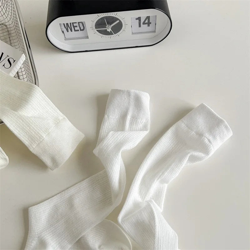 1/4paris Damenstrümpfe Damen-Socken in der Mitte der Wade JK Lolita Süße Mädchen Lange Socken Strumpf Einfarbig Schwarz Weiß Grau Kniestrümpfe