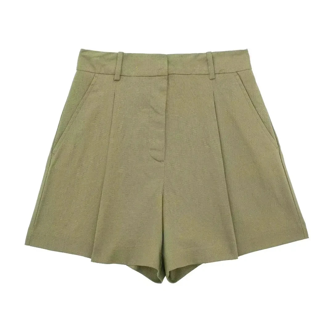 HH 2024 Frauen Mode Rote Weste Shorts Sets Einreiher V-ausschnitt Westen Tops Zipper Fly Hose Frau Sommer Casual solide Anzug