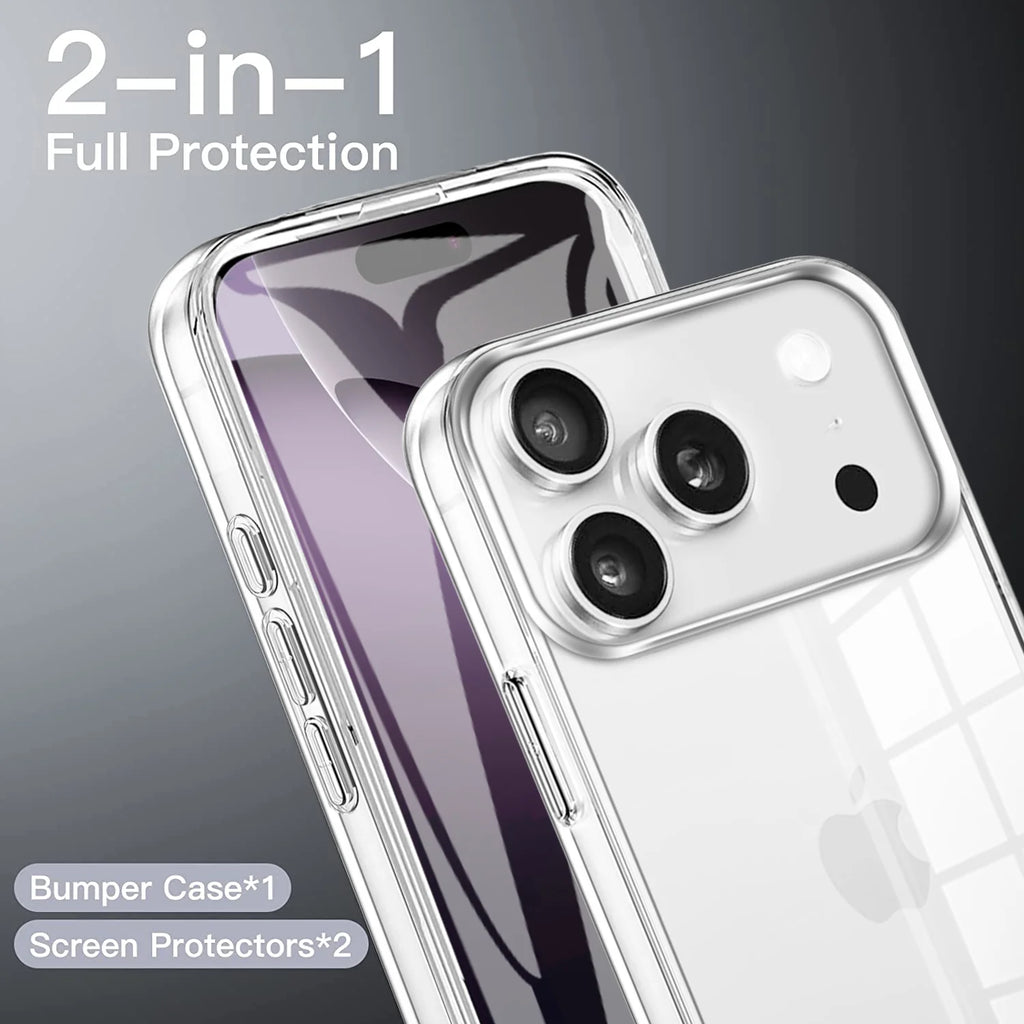 360 °   Ganzkörper-Schutzhülle, doppelseitig, transparent, für iPhone 17, Air 16 E, 15 14 Plus, 13 12 Mini 11 Pro Max, stoßfeste Abdeckung