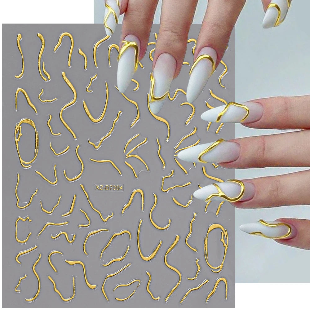 1 Stück Blauer Edelstein Stern Sonne Mond Nagelaufkleber 3D Böhmisches Sternenlicht Herz Schlange Selbstklebende Abziehbilder Französische Linien Streifen Maniküre Sliders