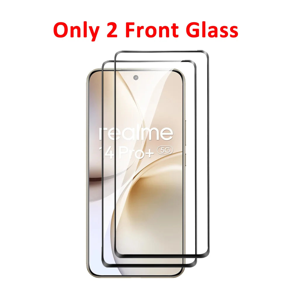 4-in-1-Vollabdeckung aus gehärtetem Glas für Realme 14 Pro Plus 9D gebogener Displayschutz Realme 14 Pro+ Realme 14Pro 14Pro 5G-Objektivfilm