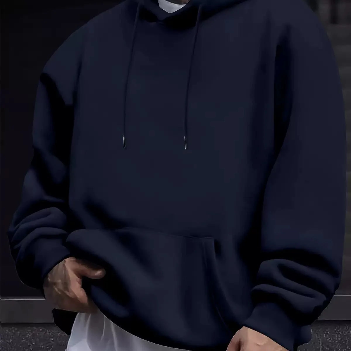 Herren Casual Kapuzenkragen Kordelzug Hoodies Sweatshirts Langarmshirts Outdoor Streetwear Einfarbig Leichter Pullover
