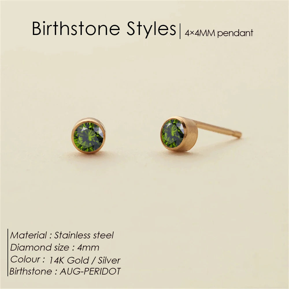 EManco Piercing Push-Back Ohrringe Piercingsichere Minimalistische Geschenkidee für Frauen Großhandel Edelstahl Geburtsstein Ohrstecker