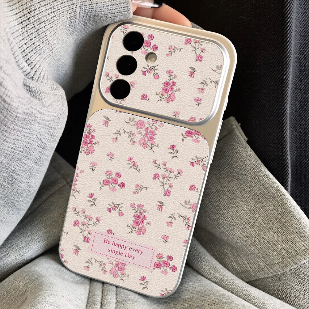 Blumen-Handyhülle für Samsung S26 Ultra S25 S24 FE Plus Leder-Lanyard für Samsung A56 A55 A57 A36 A37 A27 A07 A16 A17 Cover