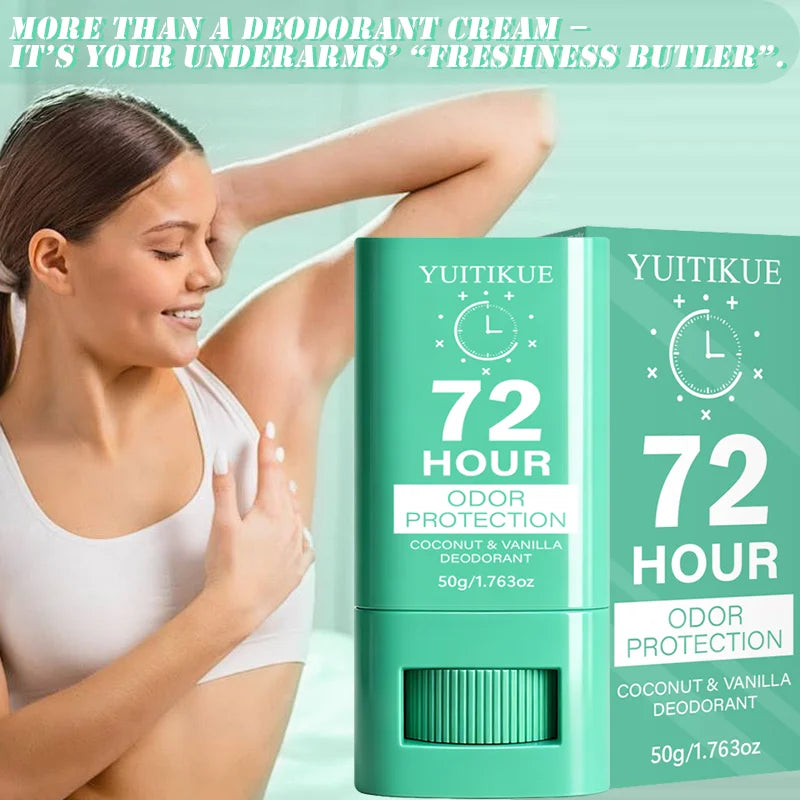 72 Stunden Langanhaltender Geruchsschutz Deodorant Stick 50g YUITIKUE Kokosnuss Vanille Unsichtbarer Achsel-Frische-Stick Tägliche Körperpflege