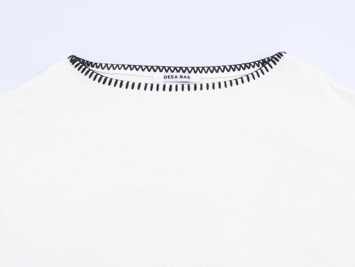 ZERAINS Damen Herbst Neue Kollektion Farbkontrast Gesticktes Rundhals-Strickhemd Gestricktes Halbrock-Set