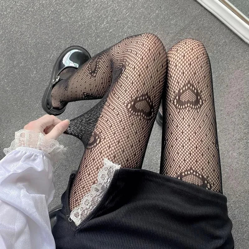Herz Mesh Mädchen Strumpfhosen Strümpfe Weiße Netzstrumpfhose Weiblich für Frauen Sommer Legging Strumpf