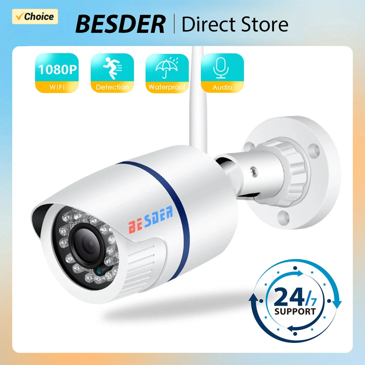 BESDER ICSEE 1080P P2P Wifi Kamera Audio Aufnahme IP Kamera Drahtlose Verdrahtete Alarm CCTV Bullet Outdoor Mit SD Karte Slot max 128G