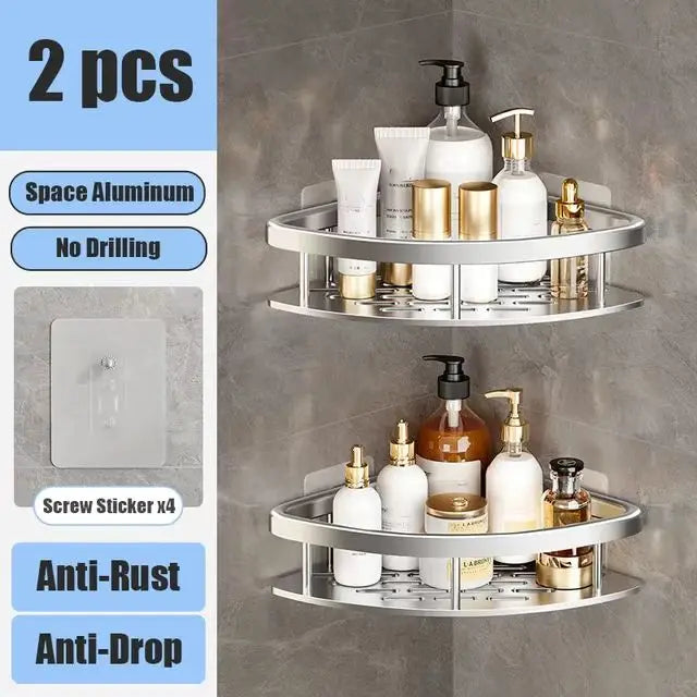Bad Regal Kein Bohren Wand Montiert Shampoo Flasche Dusche Ecke Rack Wc Lagerung Rack Aluminium Bad Küche Zubehör