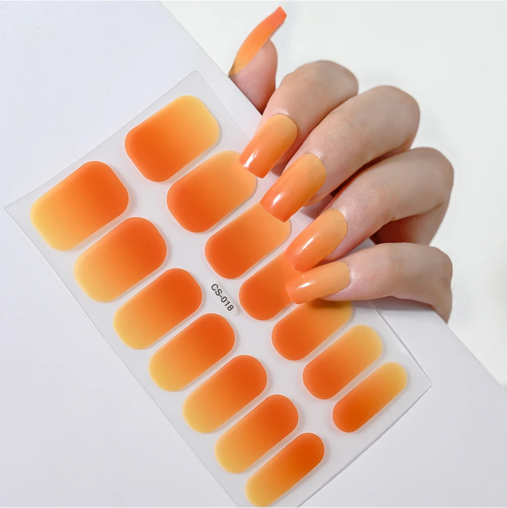 14 Tipps Full Wrap Nagellack Aufkleber Selbstklebende einfarbige Gel-Nagelstreifen Kunst Aufkleber Nicht halbgehärtete DIY Nageldekorationen