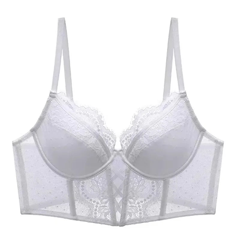 Push-Up Spitzen-Dessous-Set für Damen, Transparentes Negligé mit Weichem Bügel-BH, Fischgräten-Teddy, Sexy Braut-Flitterwochen-Outfit, S-XL