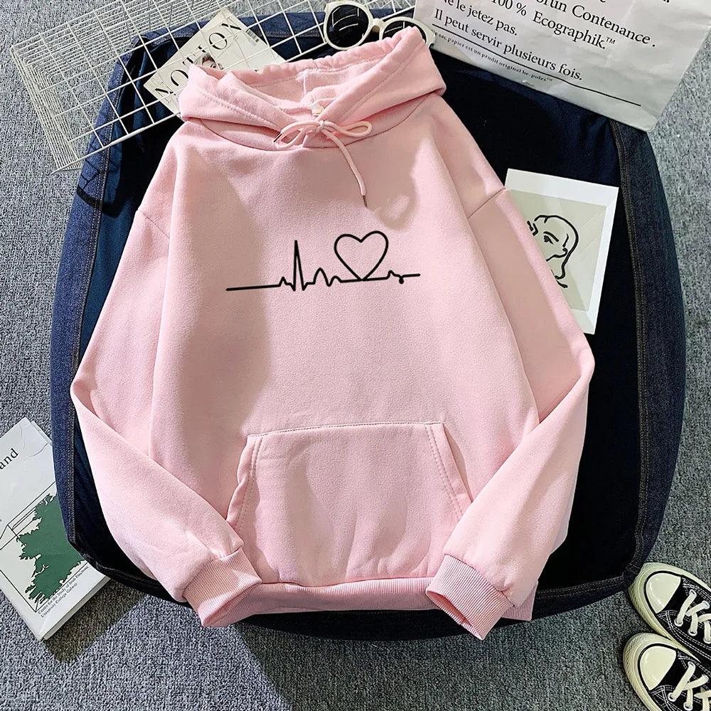 Frauen Casual Drucken Lose Hoodies Frühling Langarm Mit Kapuze Sweatshirt Harajuku Einfache Tops Faul Stil Pullover 2023 Streetwear