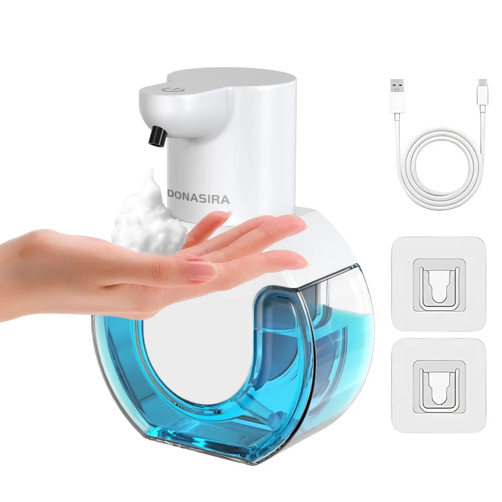 420ML P10 Seifenspender mit großer Kapazität, Lichtanzeige, für den Schreibtisch oder Wandmontage, wasserdicht, USB-wiederaufladbar, automatischer Smart-Sensor-Seifenspender.