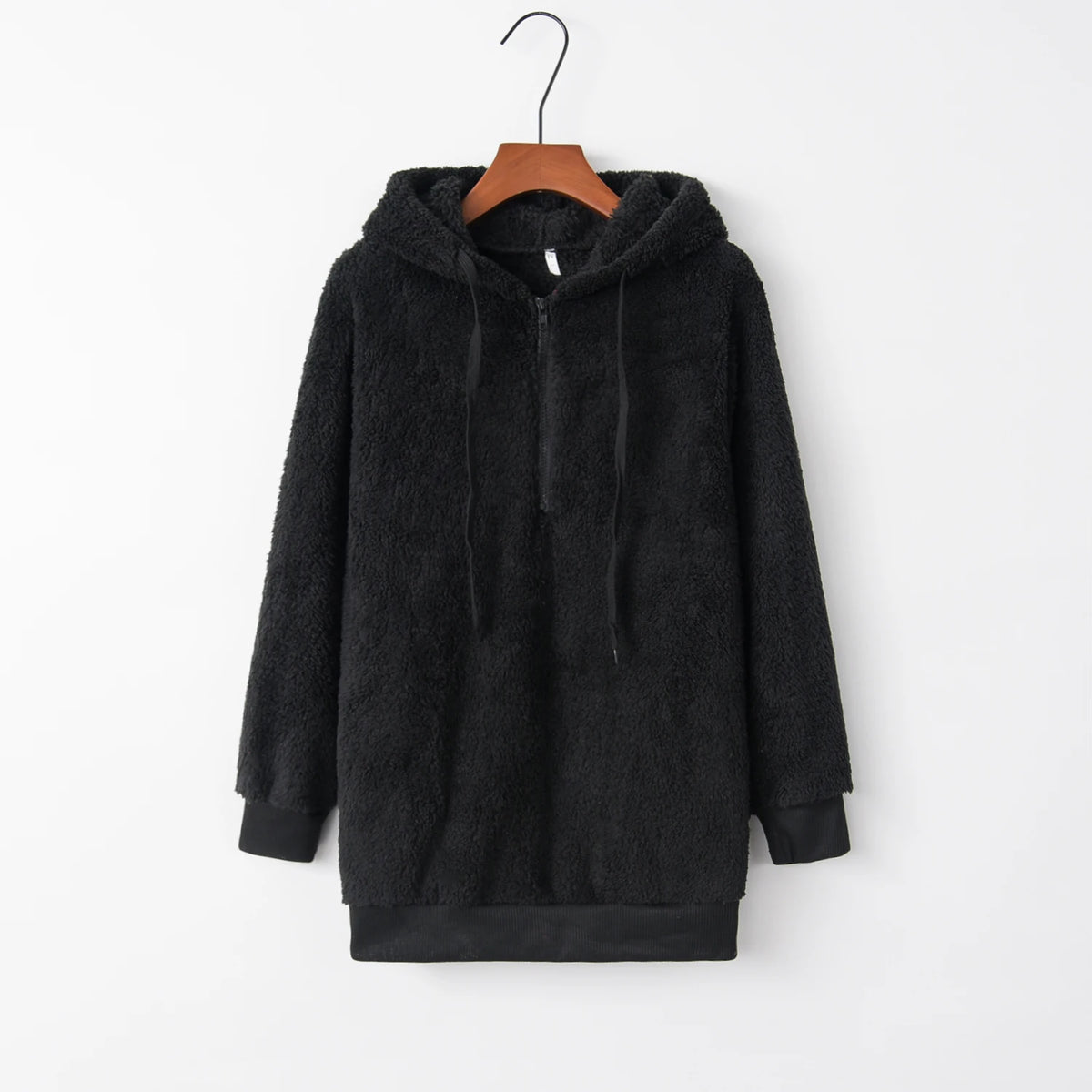 Modischer Trend, langärmelig, mit Kapuze, einfarbig, Damen-Pullover-Mantel