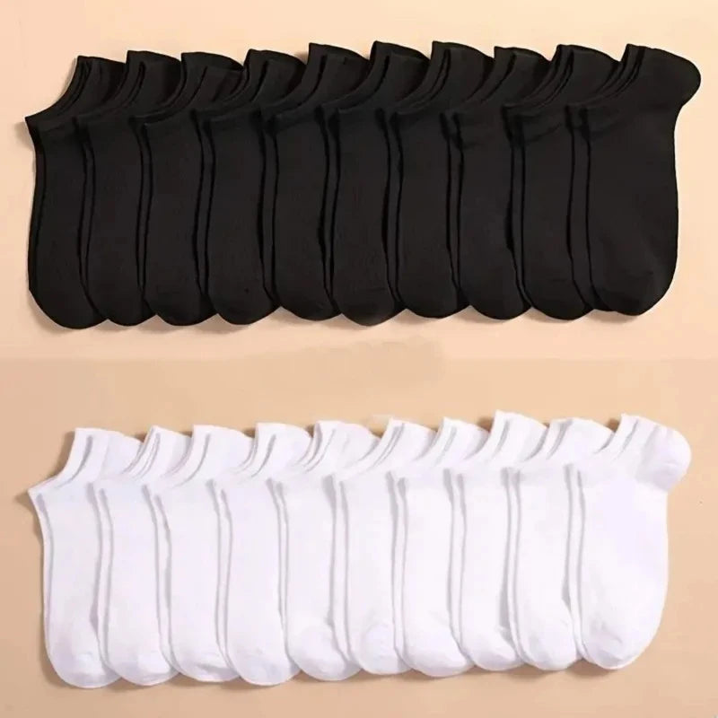 10 Paar lässige, einfarbige Unisex-Bootssocken, dünn, atmungsaktiv, bequem, geruchshemmend, schweißabsorbierend, niedrig geschnittene Söckchen für Männer und Frauen