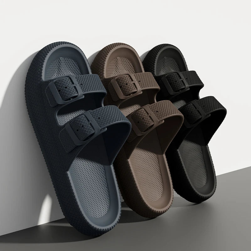 2025 Neue Herren-Outdoor-Mode-Sandalen mit dicker Sohle – Rutschfeste Dusch- und Badeschlappen, leichte, bequeme Hausschuhe