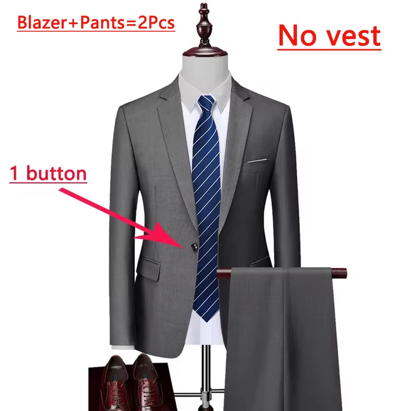 14 Farben M-6XL ( Jacke + Weste + Hose) High-End-Marke formale Business Herren Anzug dreiteiligen Bräutigam Brautkleid einfarbigen Anzug
