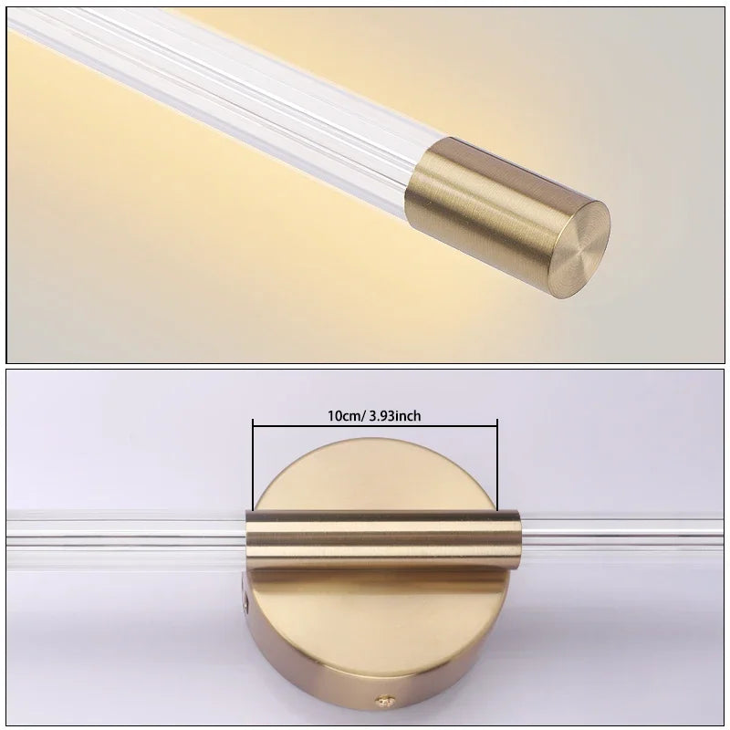 60-120 cm Moderne LED-Wandleuchte für Innenräume, Goldene Streifenlampe, Schlafzimmer Wohnzimmer Heimdekoration, 85-265V Beleuchtungskörper