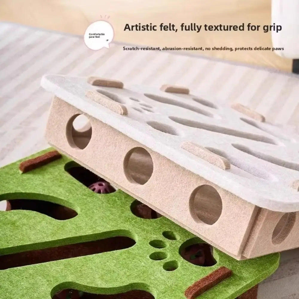 Katzenkratzbäume für den Innenbereich, Katzen-Puzzle-Spielzeug, Filz-Puzzle-Box, Katzen-Übungsspielzeug mit Ball, interaktives Indoor-Übungsspielzeug für Kätzchen