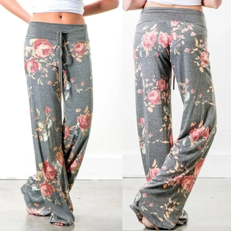 1XL-8XL Mode Frauen Casual Lose Stretch Druck Lange, Breite Bein Yoga Hosen Kordelzug Lounge Hosen Pyjama Hosen