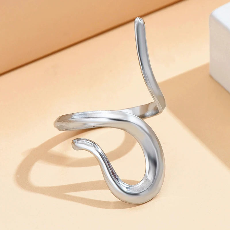 Offener Ring mit Edelstahllinie für Frauen, exquisiter einfacher unregelmäßiger Zeigefingerring, lässiger Punk, vielseitiger lässiger Schmuck, Geschenk