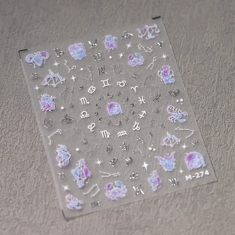 1 stücke 5D Luxus Glitter Blau Schmetterling Nail art Aufkleber Retro Luxus Selbstklebende Transfer Nagel Dekorationen Slider Aufkleber DIY