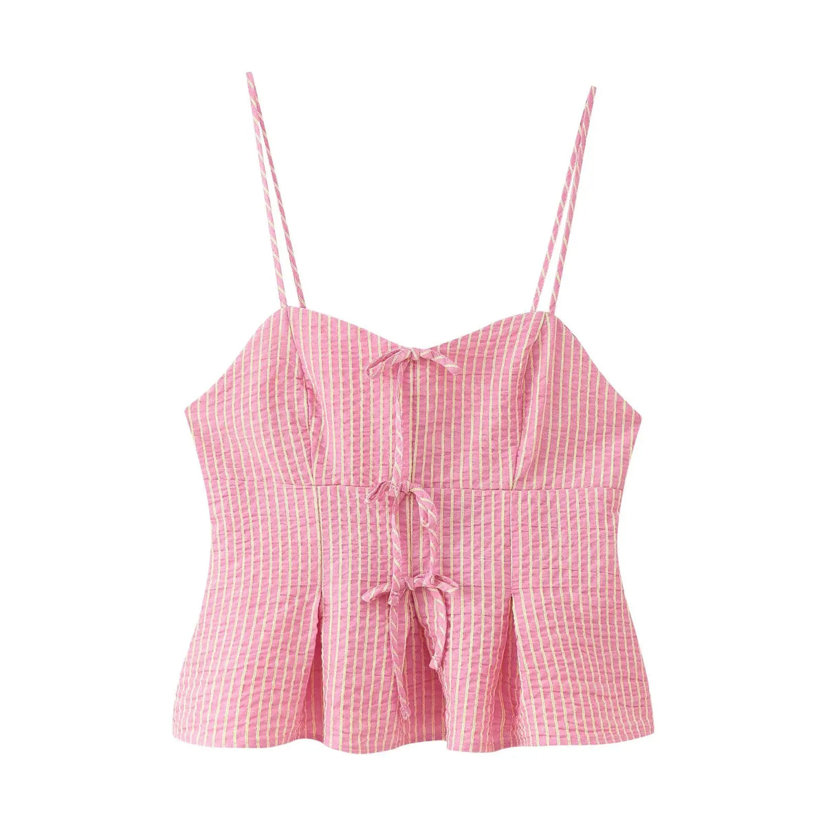 KONDALA Süßes rosa gestreiftes Neckholder-Set für Damen, schmales Hosenträger-Top oder Kordelzug-Hose, 2025, Sommermode, Urlaub, Damen-Hosen-Set