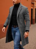 Neuer karierter Herrenmantel, karierte warme Jacke, modische lange Straßenjacke von Garry, Mantel im europäischen und amerikanischen Stil