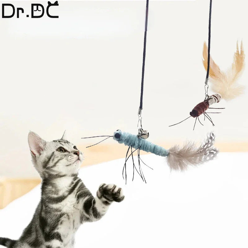 Dr.DC Taquin Chatholdtton tête mit O. Sans Filholdtton Libellule Plume Chat Fournitures Interaktive Amusing Chat Jouet Accessoires