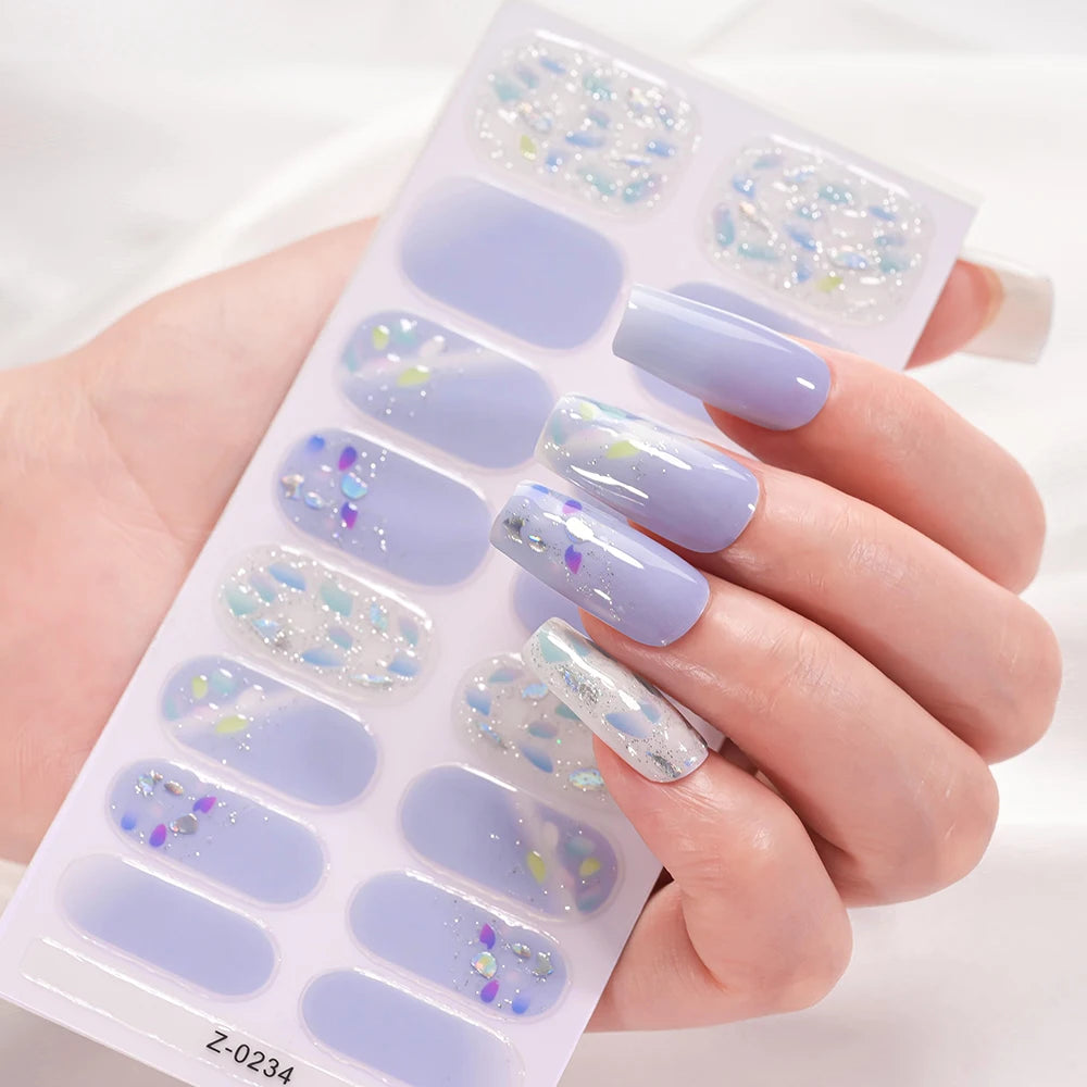 16 Tipps 3D Bunte Eis-Transparente Nagelfolie Volle Abdeckung Bronzing Französisch Nagellack Aufkleber Selbstklebende Langlebige Nagel Dezember