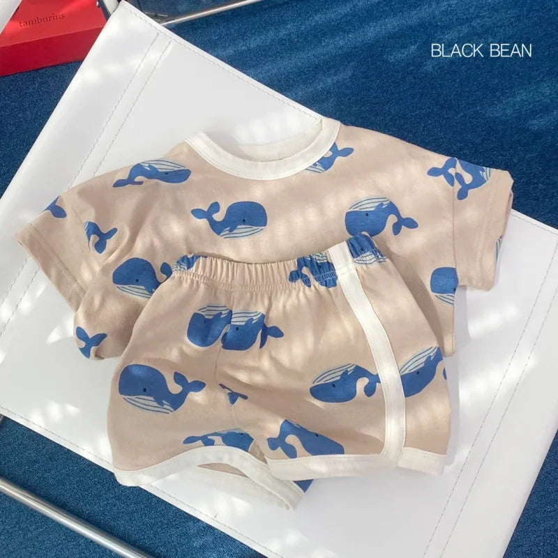 Neugeborene Jungen Mädchen Outfits Sommer Trainingsanzüge Baby Jungen Kleidungsset Kleinkinder Sommerkleidung Cartoon T-Shirt+Shorts 2-teiliges Set