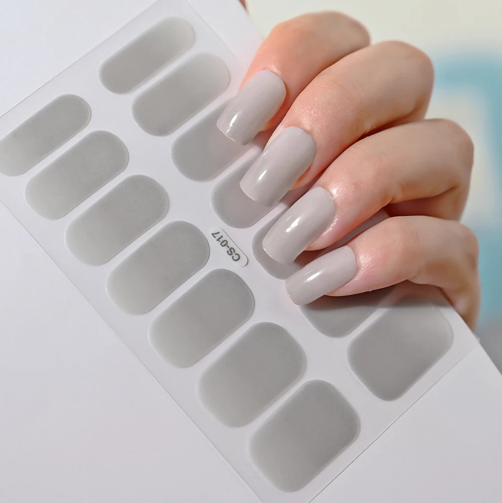 14 Tipps/Blatt Rosa Gel-Nagelaufkleber mit vollständiger Abdeckung, halbgehärtete UV-/LED-Lampe, Nagellackverpackungen, langanhaltende selbstklebende Maniküre-Spitze