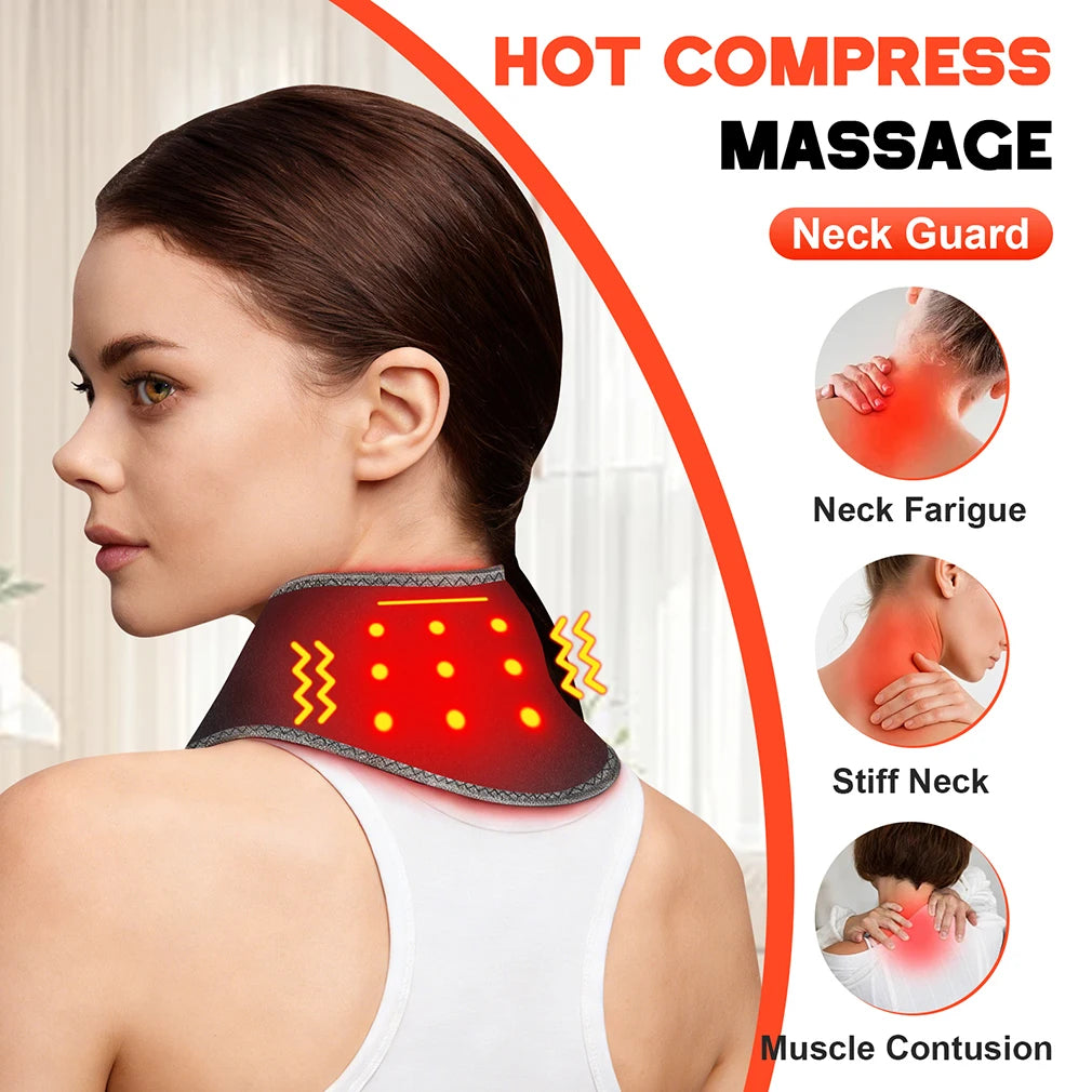 Heizende Nacken- und Handgelenkmassage mit 3 Wärmestufen, elektrische thermische Handgelenkstütze, Wärmepad, Vibrationsmassage für Männer, Frauen, Senioren