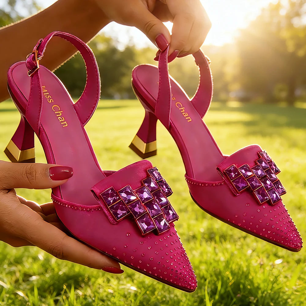 2026 Elegante Italienische Strass-Verzierte Spitze High Heels - Schicke Damenschuhe für Jeden Anlass