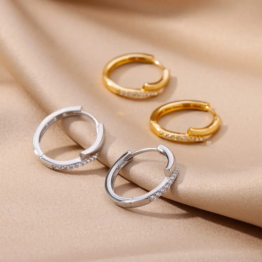 Kubische Zirkonia Creolen für Damen Luxuriöse Goldfarbene Edelstahl-Ohrringe 2026 Trend Piercing Ästhetischer Ohrschmuck Aretes